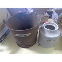 PICKLE JAR + RUSTY METAL BUCKET