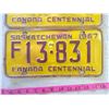 Image 3 : 2- 1967 CENTENNIAL FARM LICENSE PLATES