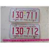Image 1 : 2- 1973 SASKATCHEWAN RCMP LICENSE PLATES (CONSECUTIVE NUMBERS)
