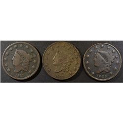 1828 & 2 1831 LARGE CENTS VG