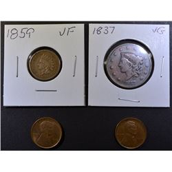 MIXED COPPER LOT LARGE CENT - LINCOLN