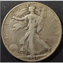 1938-D WALKING LIBERTY HALF DOLLAR FINE