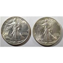 2 1939 WALKING LIBERTY HALVES BU