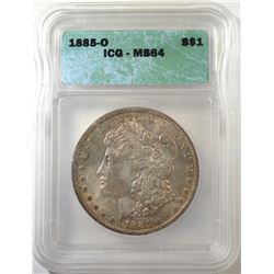 1885-O MORGAN DOLLAR, ICG MS-64