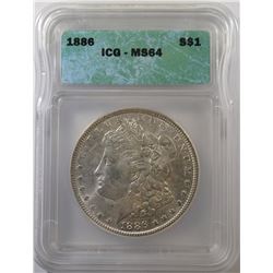 1886 MORGAN DOLLAR, ICG MS-64
