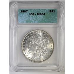 1887 MORGAN DOLLAR, ICG MS-64