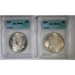 2-1921 MORGAN DOLLARS, ICG MS-64