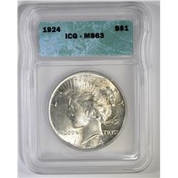 1924 PEACE DOLLAR, ICG MS-63