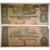 Image 1 : 1864 $5 & $10 CONFEDERATE NOTES