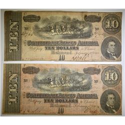 2-1864 $10 CONFEDERATE NOTES