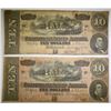 Image 1 : 2-1864 $10 CONFEDERATE NOTES