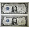 Image 1 : 2 1928 A $1 FUNNY BACK SILVER CERTIFICATES CU