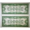 Image 2 : 2 1928 A $1 FUNNY BACK SILVER CERTIFICATES CU