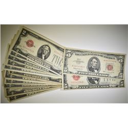 11 $2 & 2 $5 RED SEAL NOTES SOME AU/CU