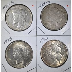 LOT OF 4 PEACE DOLLARS: