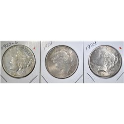 LOT OF 3 PEACE DOLLARS: