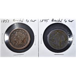 1845 VG & 1853 XF LARGE CENTS