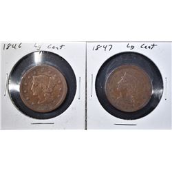 1846 VF TALL DATE & 1847 VG LARGE CENTS