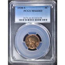 1938-S LINCOLN CENT  PCGS MS-66 RD