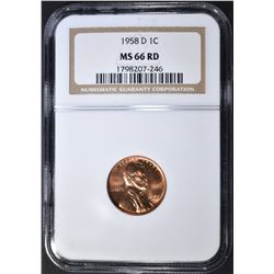 1958-D LINCOLN CENT  NGC MS-66 RD