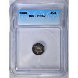 1868 3-CENT SILVER  ICG PR-67