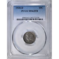 1928-D MERCURY DIME PCGS MS-63 FB