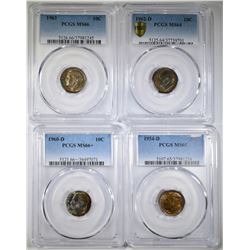 LOT OF 4 PCGS GRADED ROOSEVELT DIMES