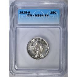 1918-S STANDING LIBERTY QUARTER  ICG MS-64 FH