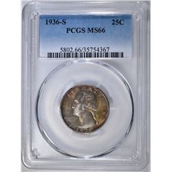 1936-S WASHINGTON QUARTER  PCGS MS-66