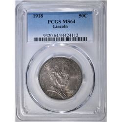 1918 LINCOLN COMMEM HALF DOLLAR  PCGS MS-64