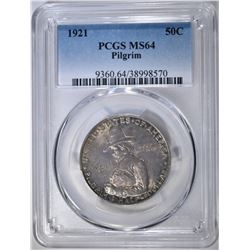 1921 PILGRIM COMMEM HALF DOLLAR  PCGS MS-64