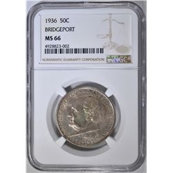 1936 BRIDGEPORT COMMEM HALF DOLLAR NGC MS-66