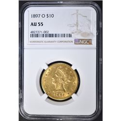 1897-O $10 GOLD LIBERTY  NGC AU-55