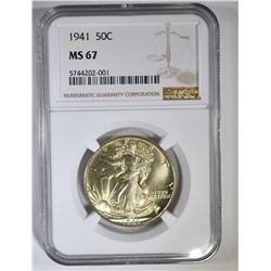 1941 WALKING LIBERTY HALF DOLLAR NGC MS-67