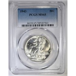 1943 WALKING LIBERTY HALF DOLLAR PCGS MS-65