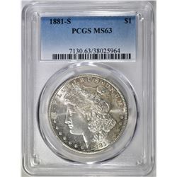 1881-S MORGAN DOLLAR PCGS MS-63