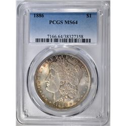 1886 MORGAN DOLLAR PCGS MS-64