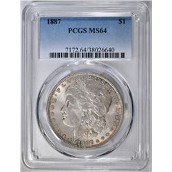 1887 MORGAN DOLLAR PCGS MS-64