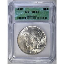 1922 PEACE DOLLAR ICG MS-64