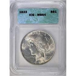1923 PEACE DOLLAR ICG MS-64