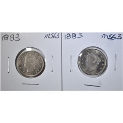 2-1883 NO CENTS LIBERTY NICKELS CH BU