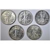 Image 1 : 5 WALKING LIBERTY HALVES AU/BU