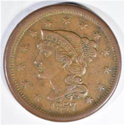 1857 SMALL DATE LARGE CENT CH AU