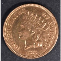 1873 CLOSED 3 INDIAN HEAD CENT AU/BU