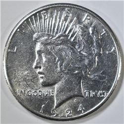 1924-S PEACE DOLLAR, AU/BU