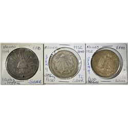 LOT OF 3 MEXICAN SILVER COINS: