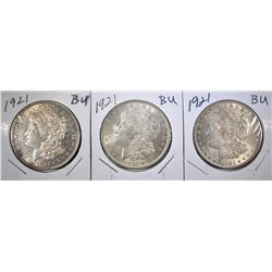 3 1921 BU MORGAN DOLLARS