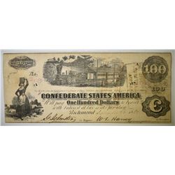 1862 $100 CONFEDERATE NOTE
