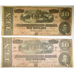 2-1864 $10.00 CONFEDERATE NOTES