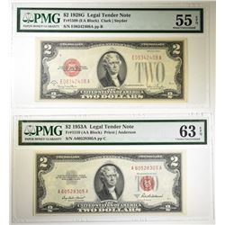 2-PMG GRADED $2.00 RED SEAL NOTES